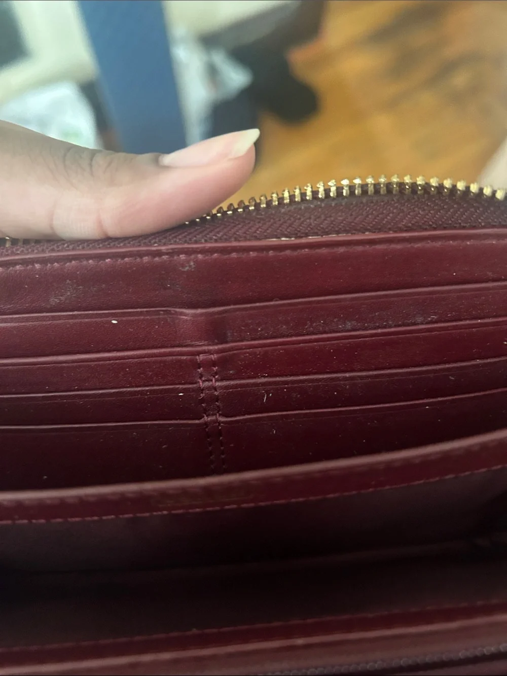 Coach Patent Leather Wallet in Deep Burgundy